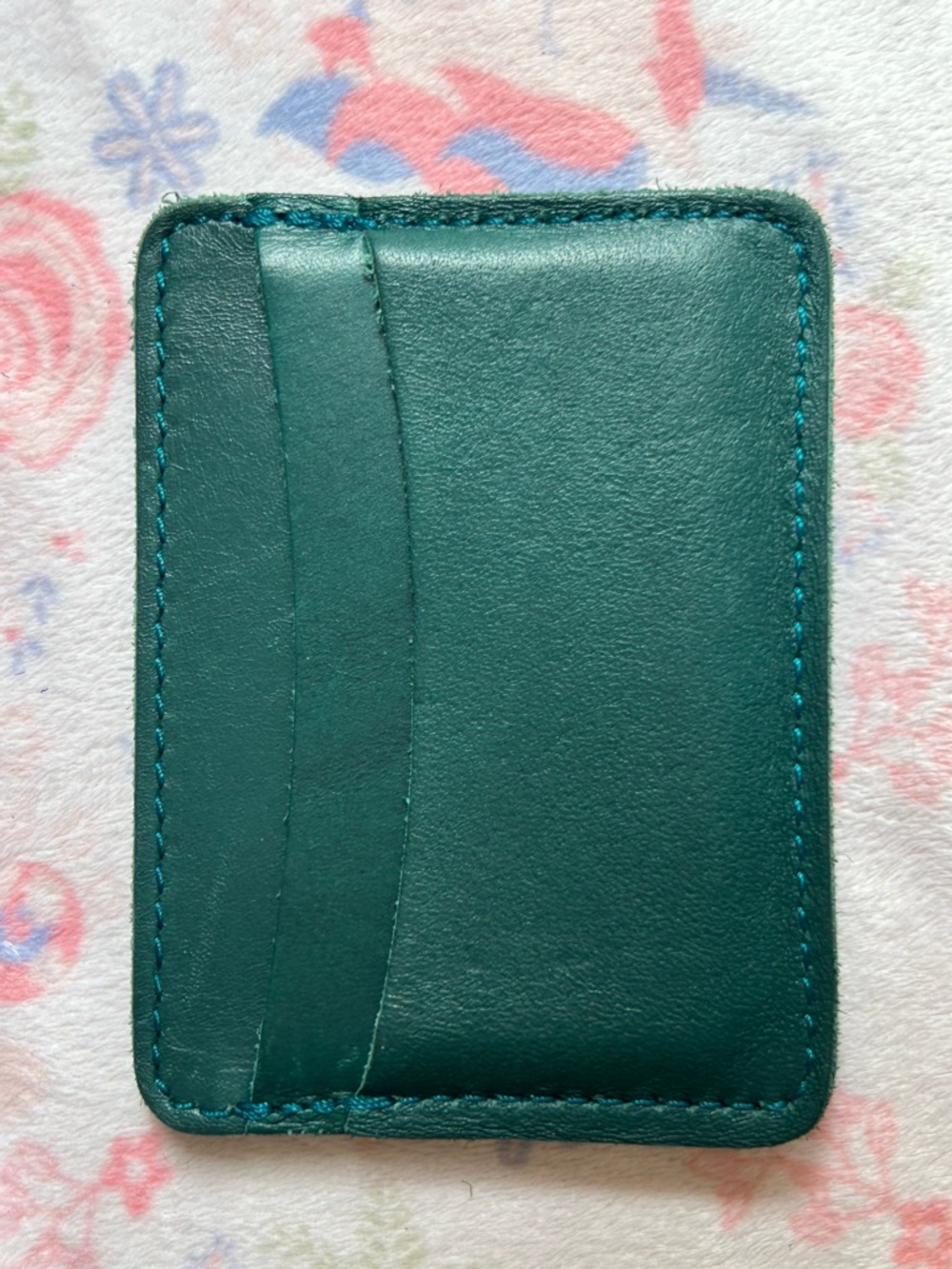 Portland Leather Teal Green Slim Leather Card Wallet - Picture 2 of 3
